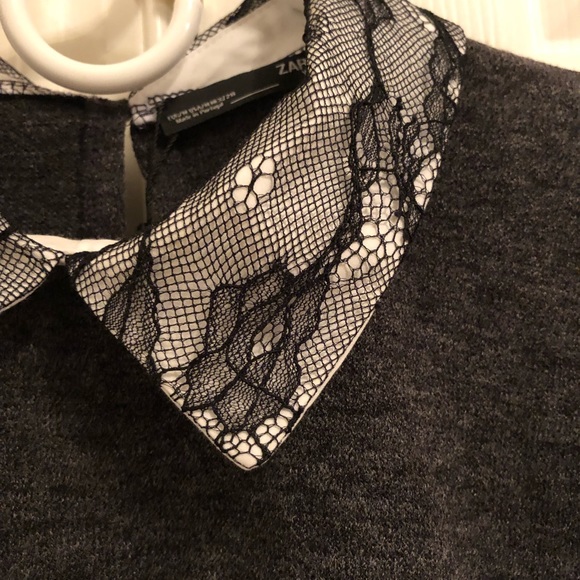 Zara Grey Sweater with Lace Collar - Picture 3 of 6